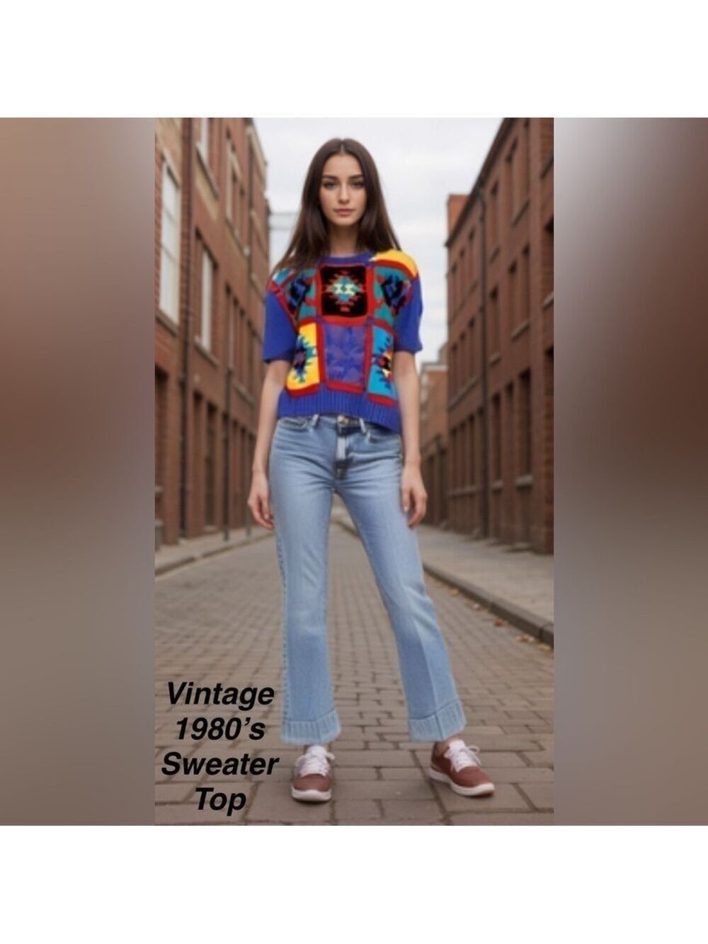 Vintage 80’s Retro Ramie & Cotton Blend Cable Knit Sweater Shirt size Small